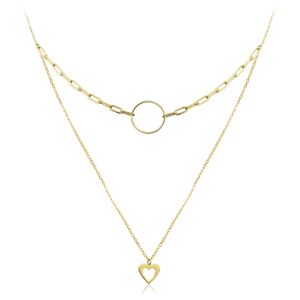 Zlatý náhrdelník s kruhom a srdcom Minet JMG0005